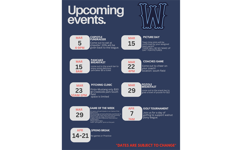 Mark your calendars!